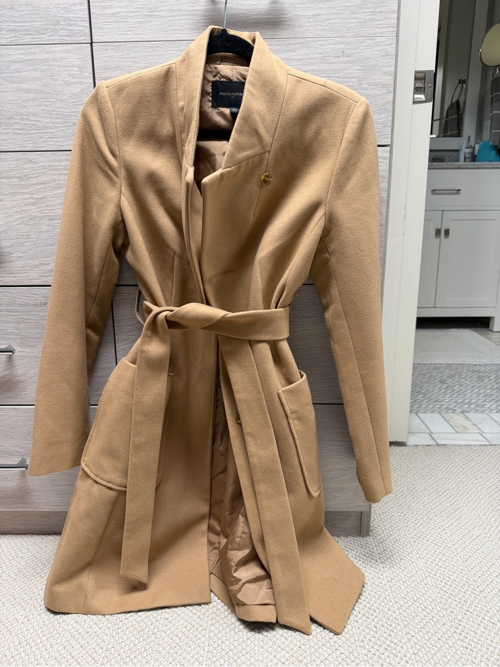 Banana Republic Camel Wrap Belted Trench Coat